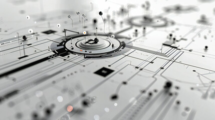 Poster - detailed view of digital circuit board, blue and green technology background, modern computing and i