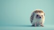 Cute and adorable baby hedgehog isolated on a blue background.