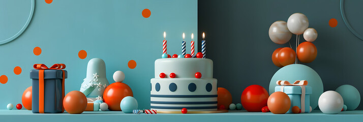 Wall Mural - birthday cake with balls