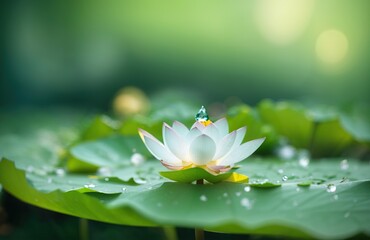 Wall Mural - Water drop on lotus leaf