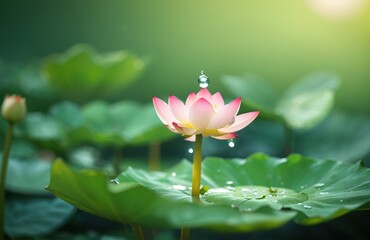 Wall Mural - Water drop on lotus leaf