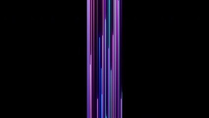 Wall Mural - cycled 3d rendering. Abstract background with ascending colorful neon lines, glowing trails looped Abstract Pink blue and purple vertical neon lines with glowing trails. Appear, slide up and fade way