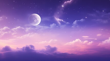 Wall Mural - Majestic Purple Gradient Moonlit Sky with Stars and Clouds - Canon RF 50mm f/1.2L USM Capture