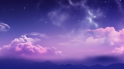 Wall Mural - Majestic Purple Gradient Moonlit Sky with Stars and Clouds - Canon RF 50mm f/1.2L USM Capture