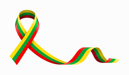 Wall Mural - Lithuanian flag stripe ribbon wavy background layout. Vector illustration.