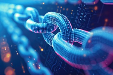 Poster - An image of a computer screen with a chain securely locked around it, Simplified blockchain network depicted on a clear background, AI Generated