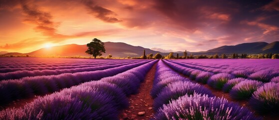 lavender fields aglow: captivating sunset landscape shot with canon rf 50mm f/1.2l usm