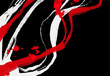 Black white red ink brush stroke. Japanese style. Vector illustration.