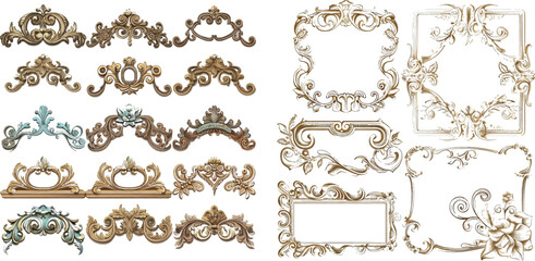 Wall Mural - set of vintage frames with beautiful filigree, decorative borders