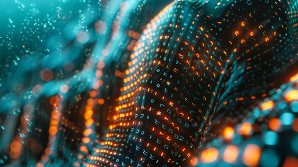 Poster - abstract technology network: futuristic digital grid, blue geometric lines, science and connection c