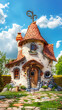 Kleine wirres Märchenschloss als 3D Cartoon