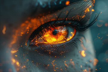 Canvas Print - eye with fire