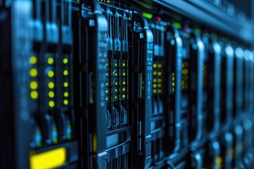 Aufkleber - Row of Servers in a Data Center, Symbolic representation of the storage capacity of a NAS device, AI Generated