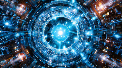 Poster - abstract energy flow, futuristic light and space design, dynamic technology and science concept