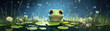 © Atchariya63 - Chibi frog on a lily pad sparkling water drops