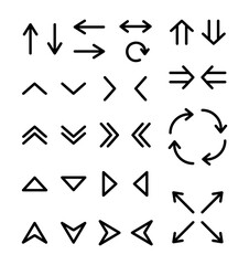 Poster - Arrow icon. Large set of arrow pointers. Collection of concept arrows for web design, mobile apps, interface and more. Set of various pointers. Directions in different directions. Vector illustration