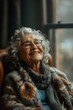 © Anastasiia - Radiant elderly Hispanic woman in care facility exuding joy and satisfaction. Concept Portrait Photography, Elderly Care, Senior Happiness, Hispanic Culture, Joyful Moments