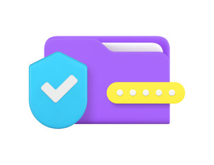 Poster - Document folder data information protection password access safety storage 3d icon realistic vector