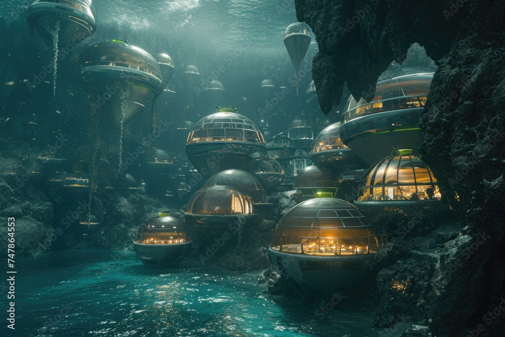 A collection of houses built on floating platforms in a body of water ...
