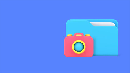 Poster - Photo image video multimedia content digital folder banner copy space 3d icon realistic vector