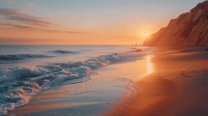 Wall Mural - beautiful sunset at the exotic tropical beach