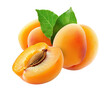 Delicious apricots with leaves, cut out
