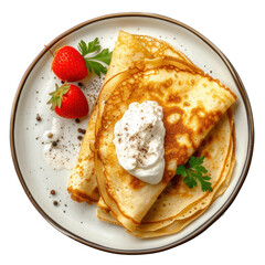 Wall Mural - crepes with cottage cheese and sour cream on transparency background PNG