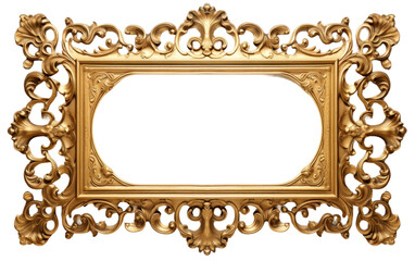 Ornate Gold Frame. An ornate gold frame stands prominently. The intricate details of the frames design shine through, adding an elegant and luxurious touch to the space.