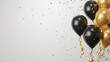 © DSimage - Balloons with confetti. Background template design with helium balloons for Party for Birthday and anniversary celebration, carnival. weddings and valentine's day and international women's day