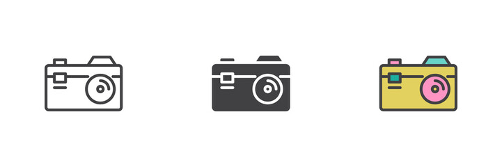 Photo camera different style icon set