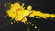 Ink pad yellow color for painting , on isolated black backgound . Generative AI