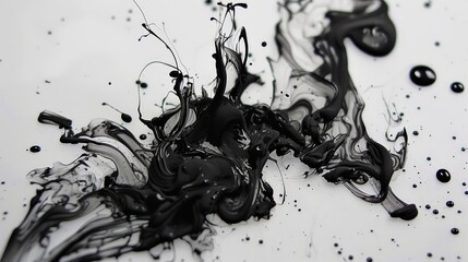 Ink pad black splash color for painting , on isolated black backgound . Generative AI