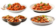 Collection of chicken tikka isolated on a white background as transparent PNG