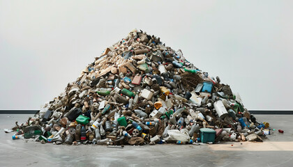 Significant pile of domestic waste emphasizing the pressing environmental issue of overconsumption and subsequent waste generation.