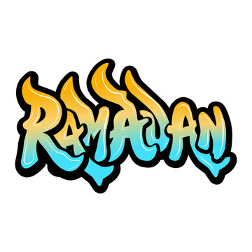 Ramadan graffiti lettering typography art illustration