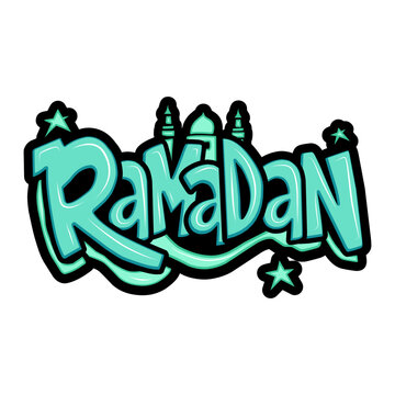 Ramadan graffiti lettering typography art illustration