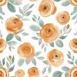 Seamless pattern of orangeade roses with a dash of radiant red, set against cool green foliage for a lush, vibrant look.