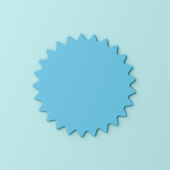 Poster - Blank minimal 3d blue sticker sign banner isolated on blue pastel color or cyan background with shadow minimal creative idea conceptual 3D rendering