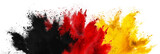 Fototapeta Las - colorful german flag black red gold yellow color holi paint powder explosion isolated white background. germany europe celebration soccer travel tourism concept.