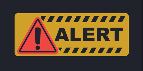 Alert sign. Attention warning attacker alert sign. Technology security protection concept. Vector stock illustration.