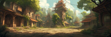Concept Art For A Video Game Environment, Rendered With A Painterly Style.