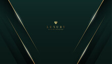 Dark Green Luxury Background With Golden Elements.