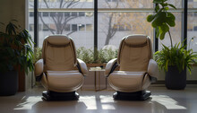 Massage Chairs Tucked Away In A Quiet Corner Of An Open Space Office Offer Employees Short But Effective Stress Relief Breaks