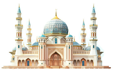 Wall Mural - cartoon ramadan ornament islamic mosque islamic architecture decoration isolated on white background. ramadan kareem holiday celebration concept