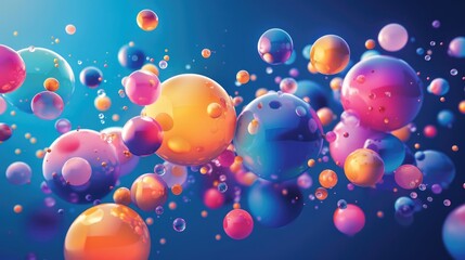Poster - Colorful bubbles floating in the air, perfect for festive designs