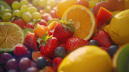 Canvas Print - A close up image of a pile of assorted fruits. Perfect for food blogs or healthy eating articles