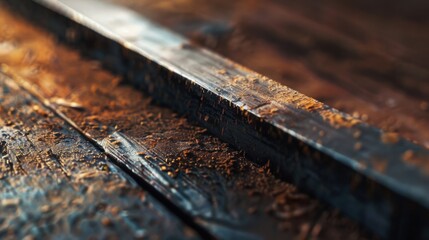 Poster - Detailed shot of a wooden piece on a table, versatile for various design projects
