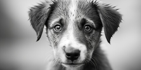 Poster - Adorable black and white puppy, perfect for pet lovers