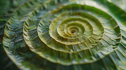 Poster - Close up of a green leaf with a spiral design. Suitable for nature and abstract concepts