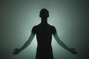 Poster - Silhouette of a woman with arms outstretched, suitable for various concepts and designs